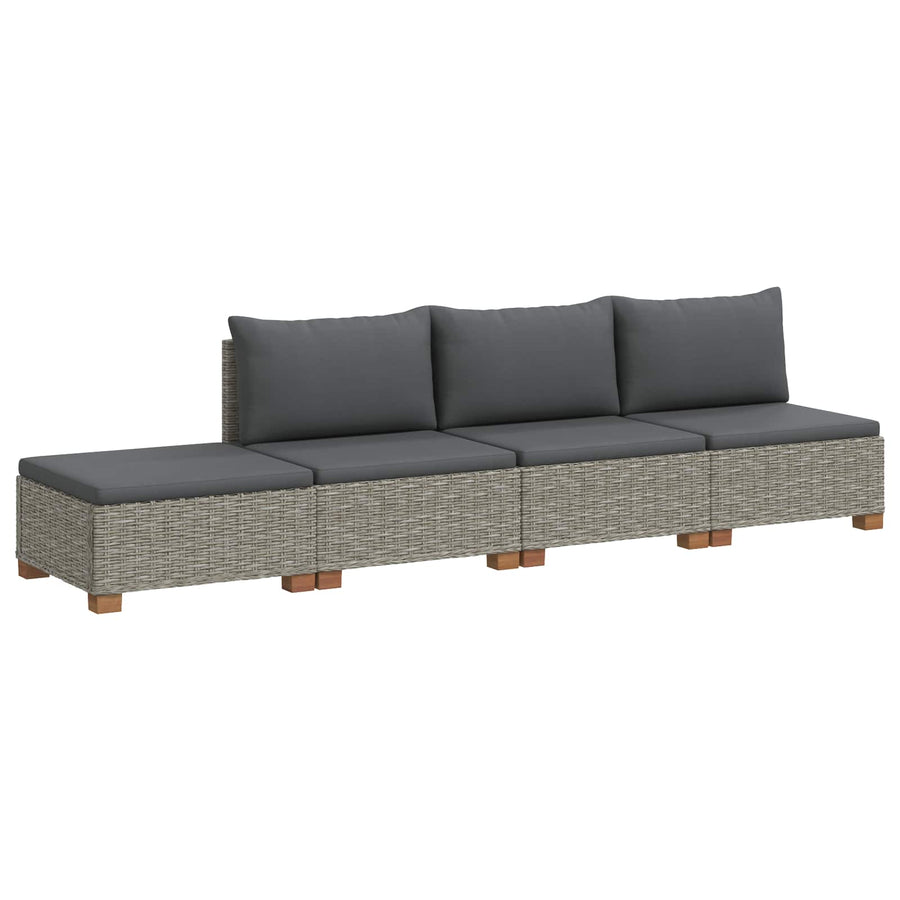 4 st Rieten Loungeset met Kussens GENDT Natuurlijk rattan