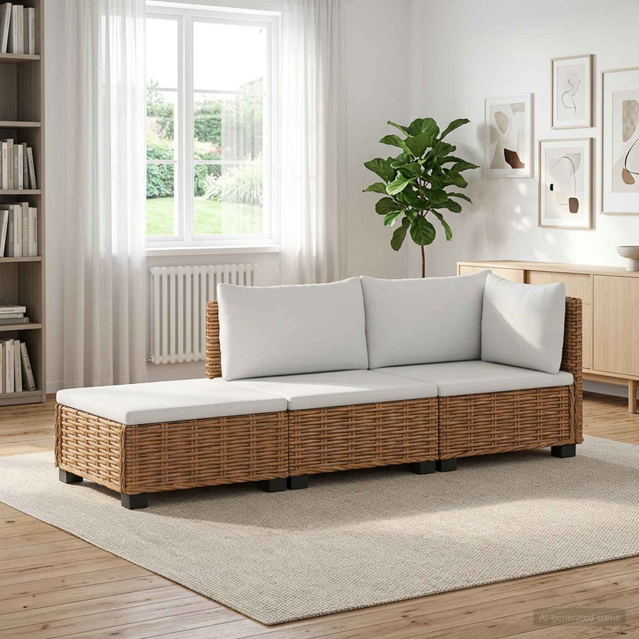 3 st Rieten Loungeset met Kussens GENDT Natuurlijk rattan