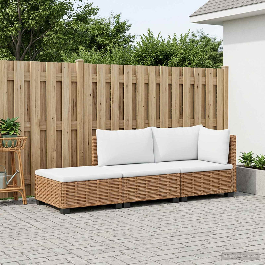 3 st Rieten Loungeset met Kussens GENDT Natuurlijk rattan