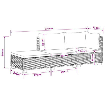 3 st Rieten Loungeset met Kussens GENDT Natuurlijk rattan