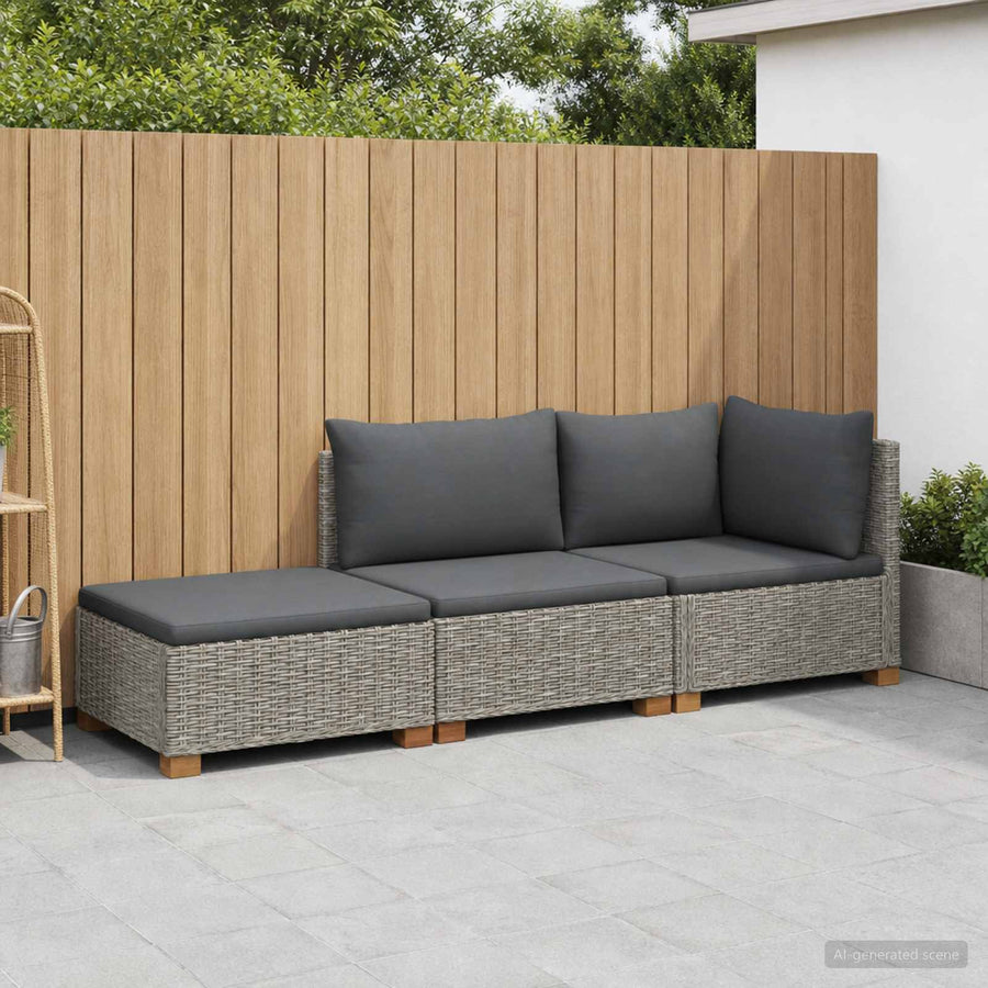 3 st Rieten Loungeset met Kussens GENDT Natuurlijk rattan