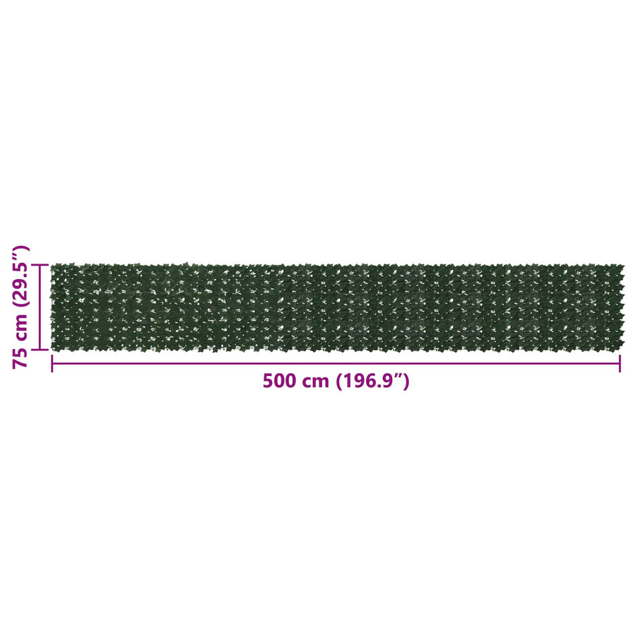 Balkonscherm met bladeren Donkergroen 500 x 75 cm
