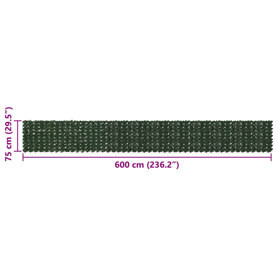 Balkonscherm met bladeren Donkergroen 600 x 75 cm