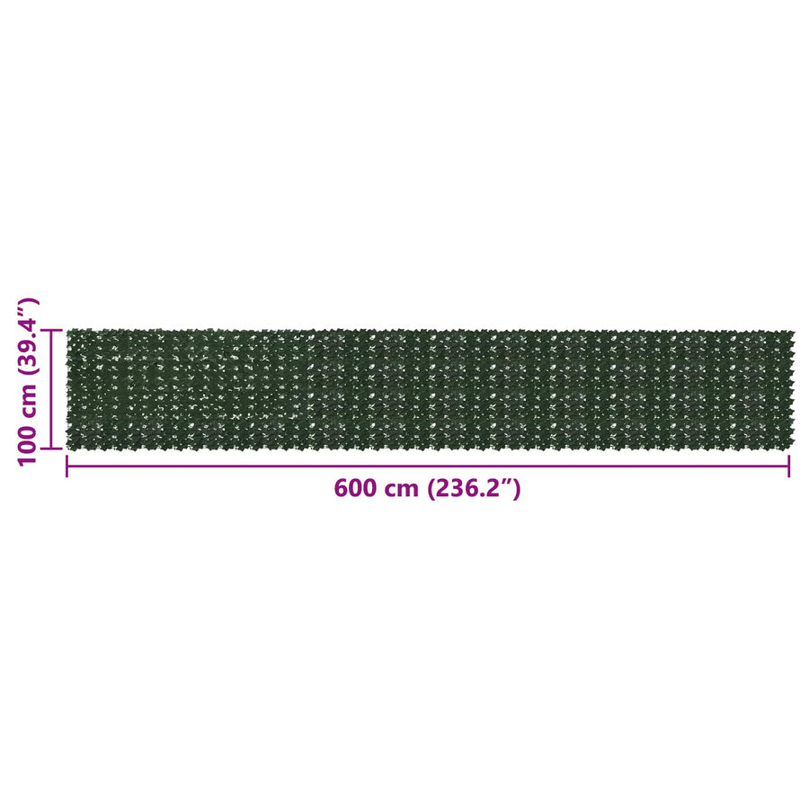 Balkonscherm met bladeren Donkergroen 600 x 100 cm