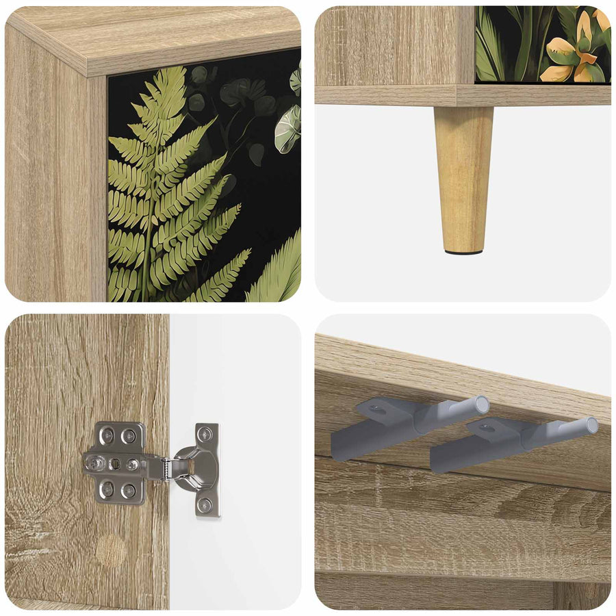 Dressoir RHENEN Sonoma 69 x 33 x 75 cm Bewerkt hout