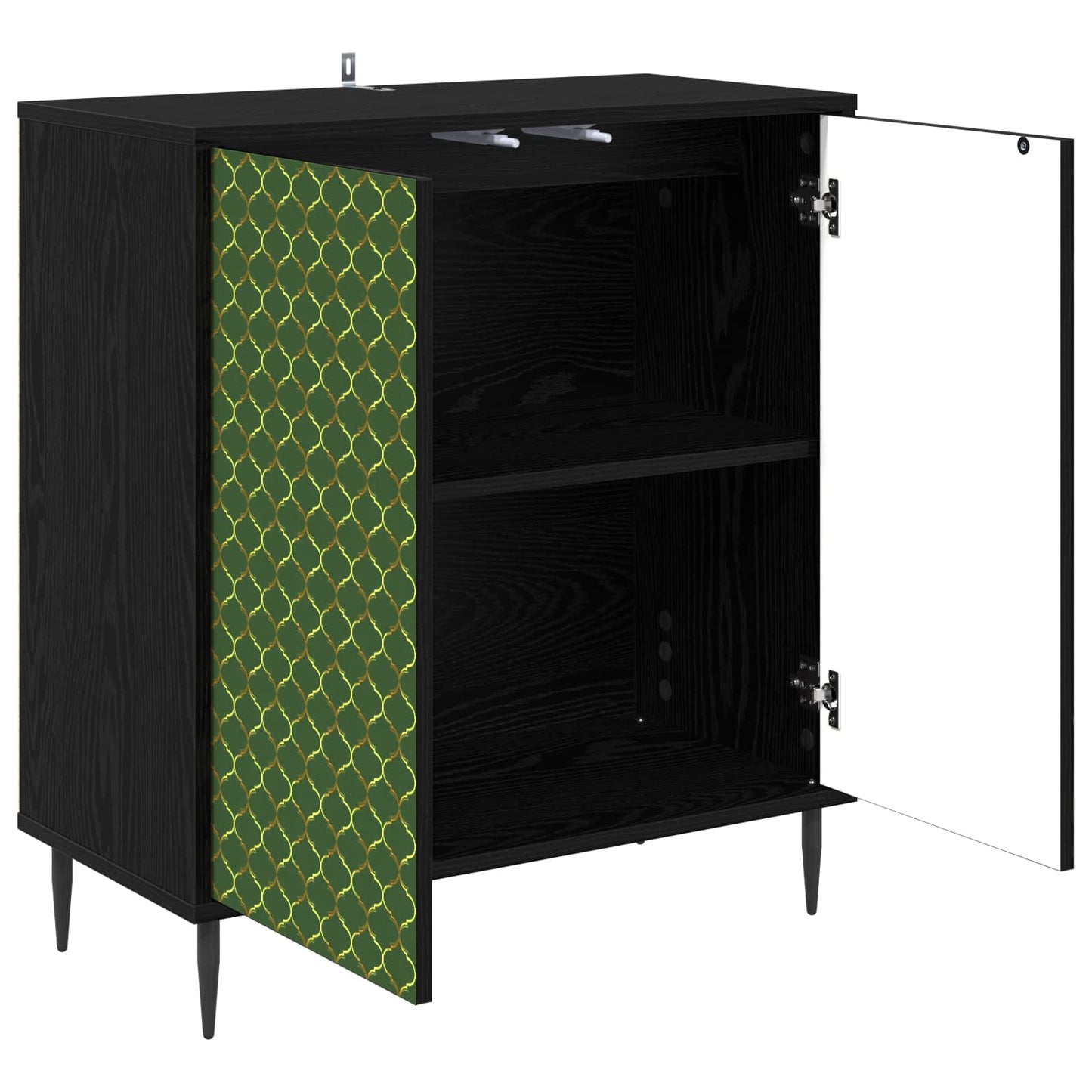 Dressoir GELEEN Zwart eiken 69 x 33 x 76 cm Bewerkt hout