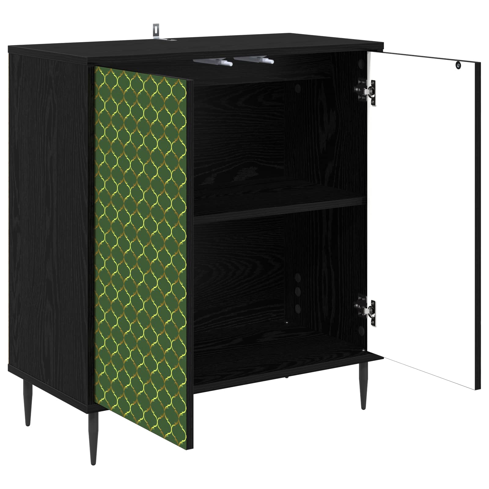 Dressoir GELEEN Zwart eiken 69 x 33 x 76 cm Bewerkt hout