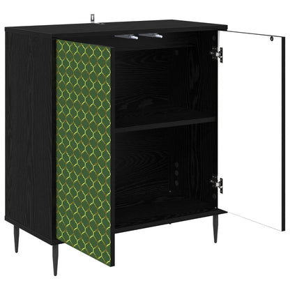 Dressoir GELEEN Zwart eiken 69 x 33 x 76 cm Bewerkt hout