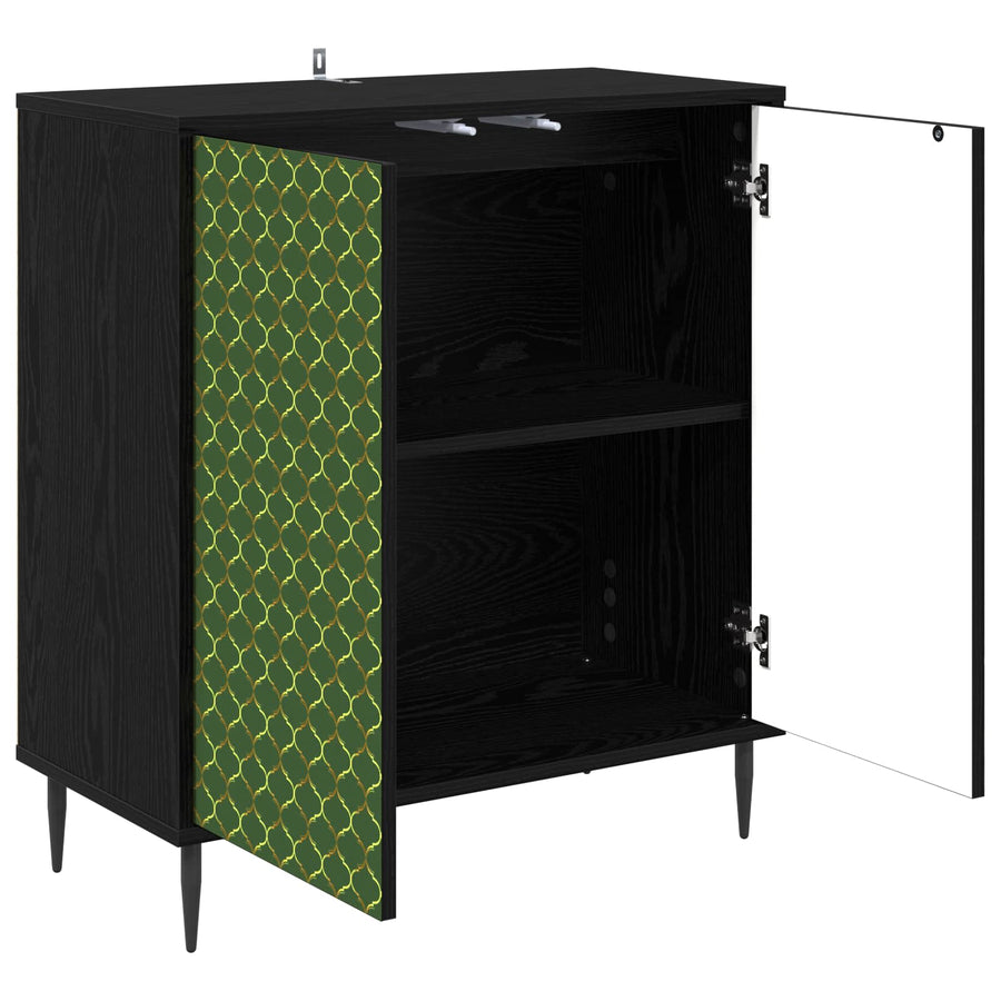 Dressoir GELEEN Zwart eiken 69 x 33 x 76 cm Bewerkt hout