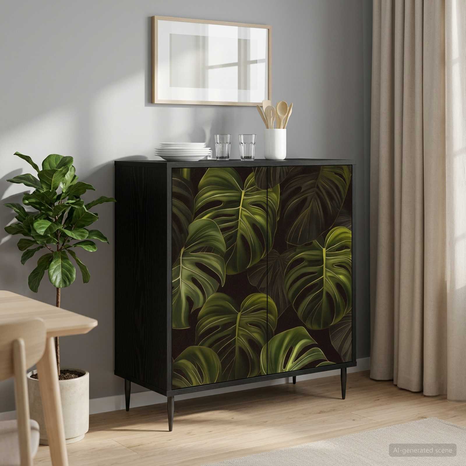 Dressoir ELBURG Zwart eiken 69 x 33 x 76 cm Bewerkt hout
