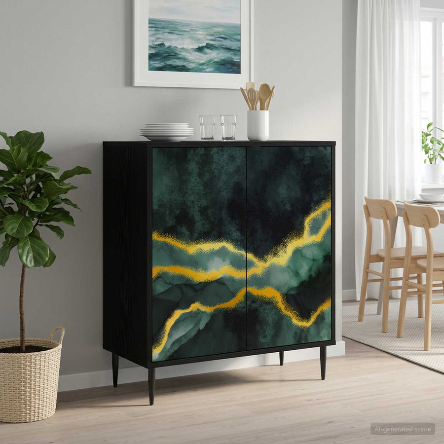 Dressoir WIJHE Zwart eiken 69 x 33 x 76 cm Bewerkt hout