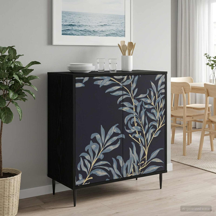 Dressoir DOKKUM Zwart eiken 69 x 33 x 76 cm Bewerkt hout