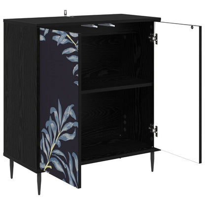 Dressoir DOKKUM Zwart eiken 69 x 33 x 76 cm Bewerkt hout
