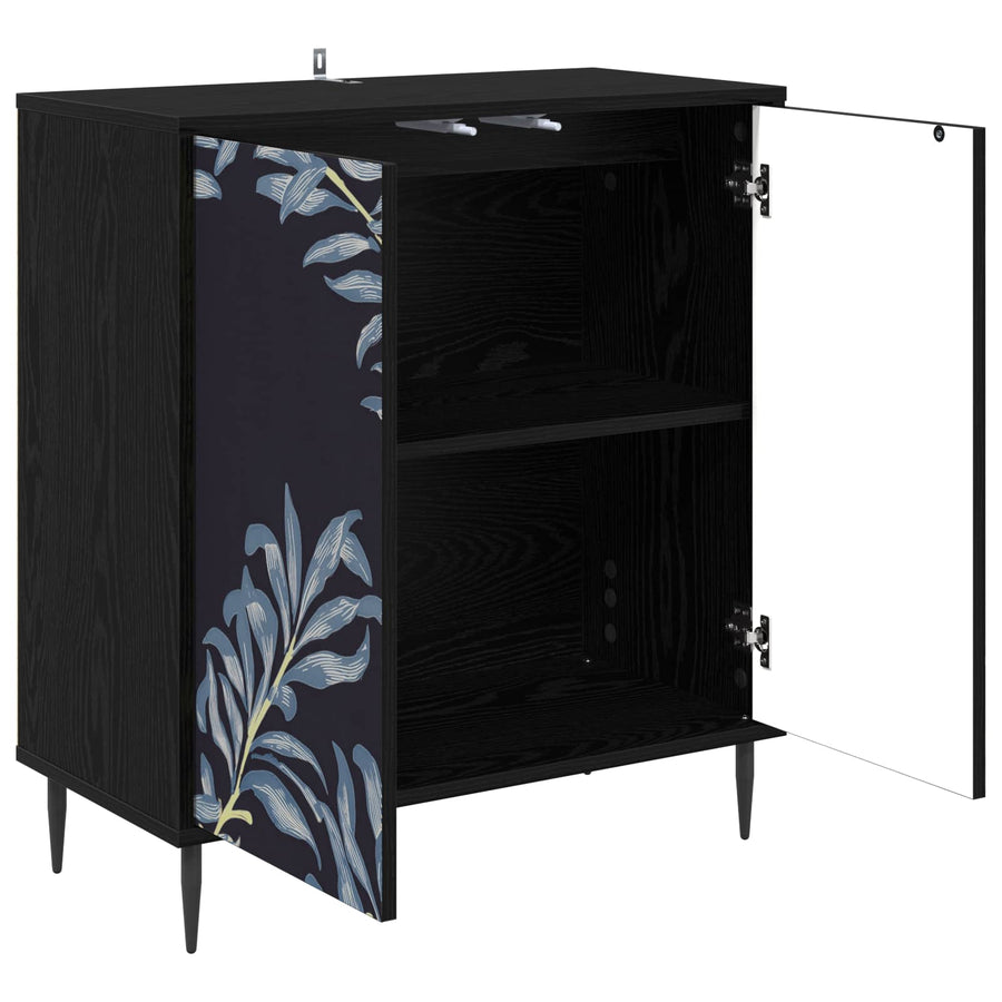 Dressoir DOKKUM Zwart eiken 69 x 33 x 76 cm Bewerkt hout
