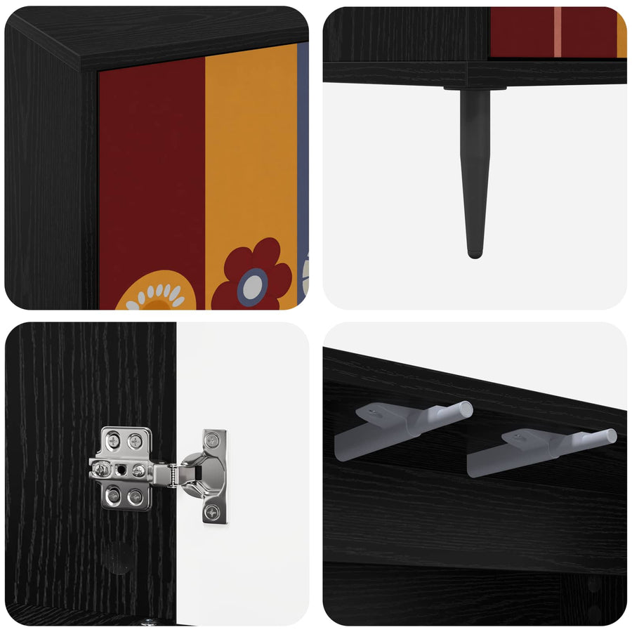 Dressoir ESSEN Zwart eiken 69 x 33 x 76 cm Bewerkt hout