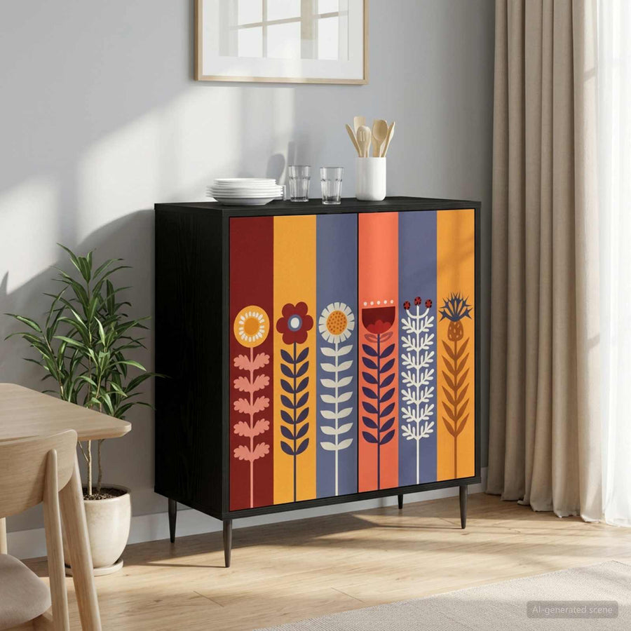Dressoir ESSEN Zwart eiken 69 x 33 x 76 cm Bewerkt hout