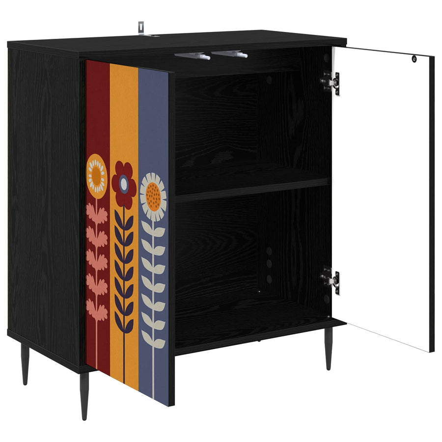 Dressoir ESSEN Zwart eiken 69 x 33 x 76 cm Bewerkt hout