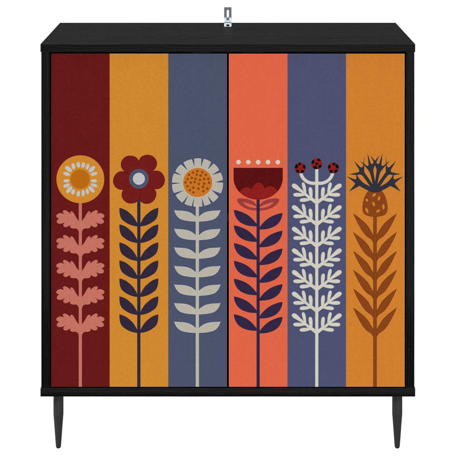 Dressoir ESSEN Zwart eiken 69 x 33 x 76 cm Bewerkt hout