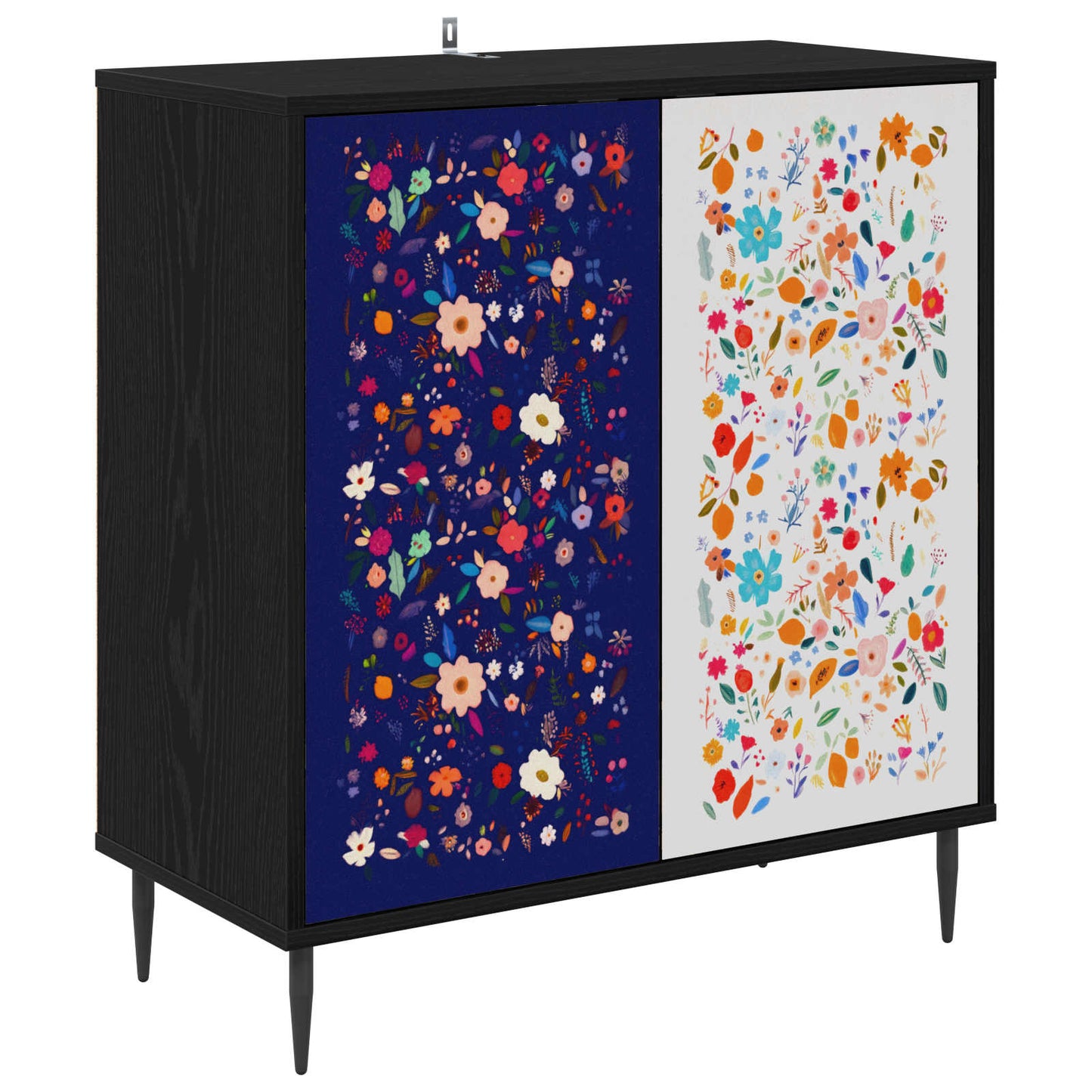 Dressoir MAINZ Zwart eiken 69 x 33 x 76 cm Bewerkt hout