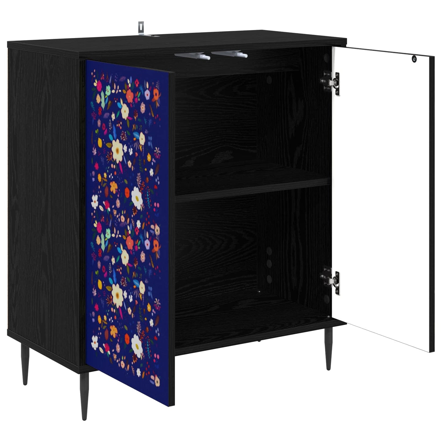 Dressoir MAINZ Zwart eiken 69 x 33 x 76 cm Bewerkt hout