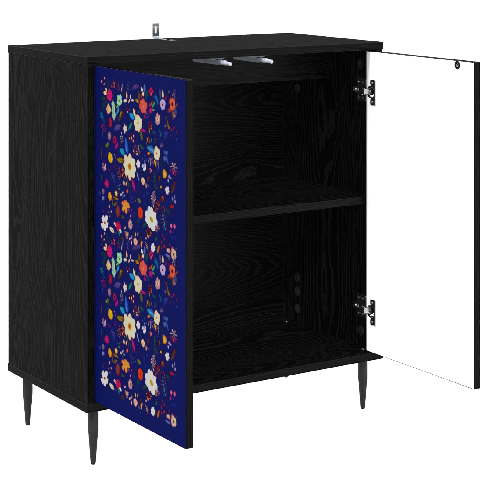 Dressoir MAINZ Zwart eiken 69 x 33 x 76 cm Bewerkt hout