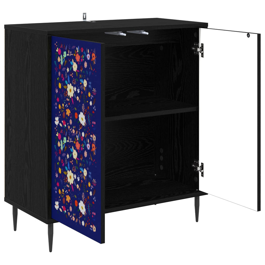 Dressoir MAINZ Zwart eiken 69 x 33 x 76 cm Bewerkt hout
