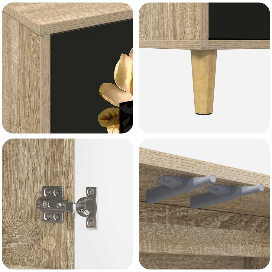 Dressoir BREMEN Sonoma 102 x 33 x 75 cm Bewerkt hout