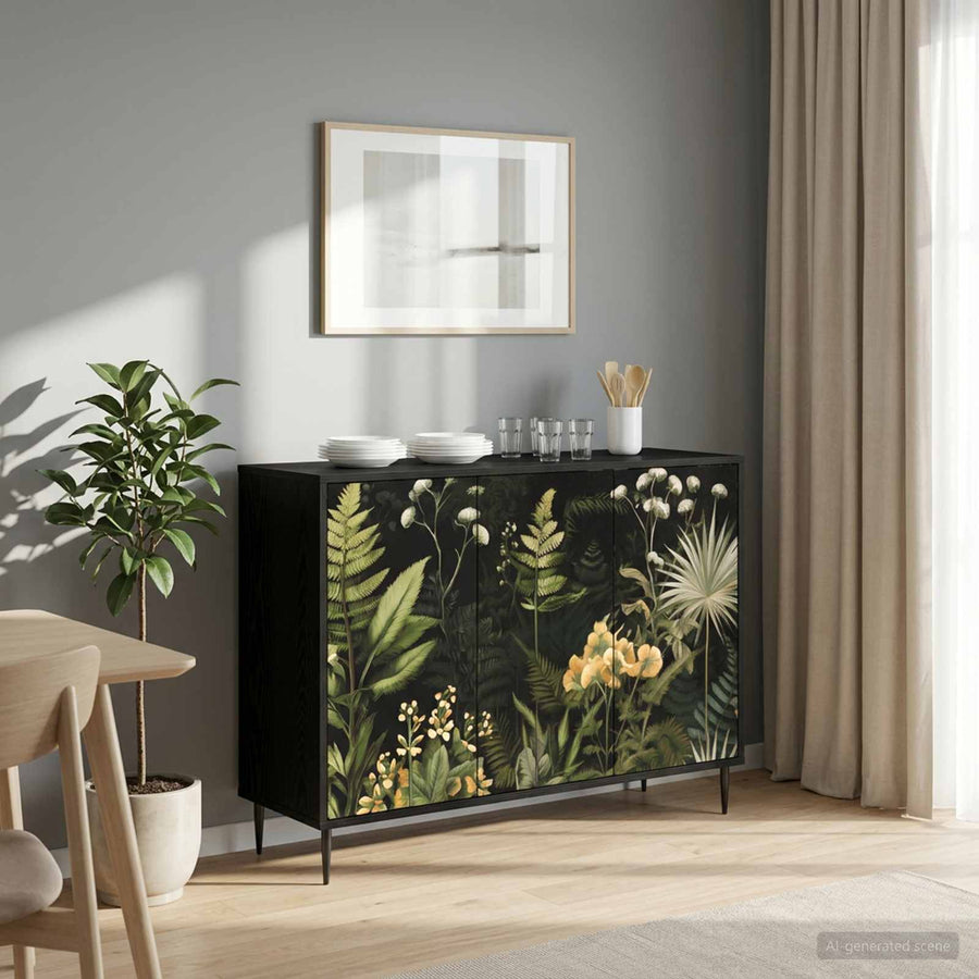 Dressoir RHENEN Zwart eiken 102 x 33 x 76 cm Bewerkt hout