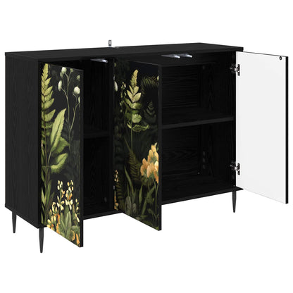 Dressoir RHENEN Zwart eiken 102 x 33 x 76 cm Bewerkt hout