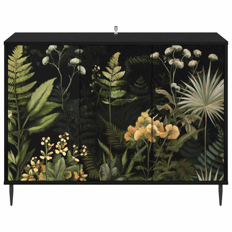 Dressoir RHENEN Zwart eiken 102 x 33 x 76 cm Bewerkt hout