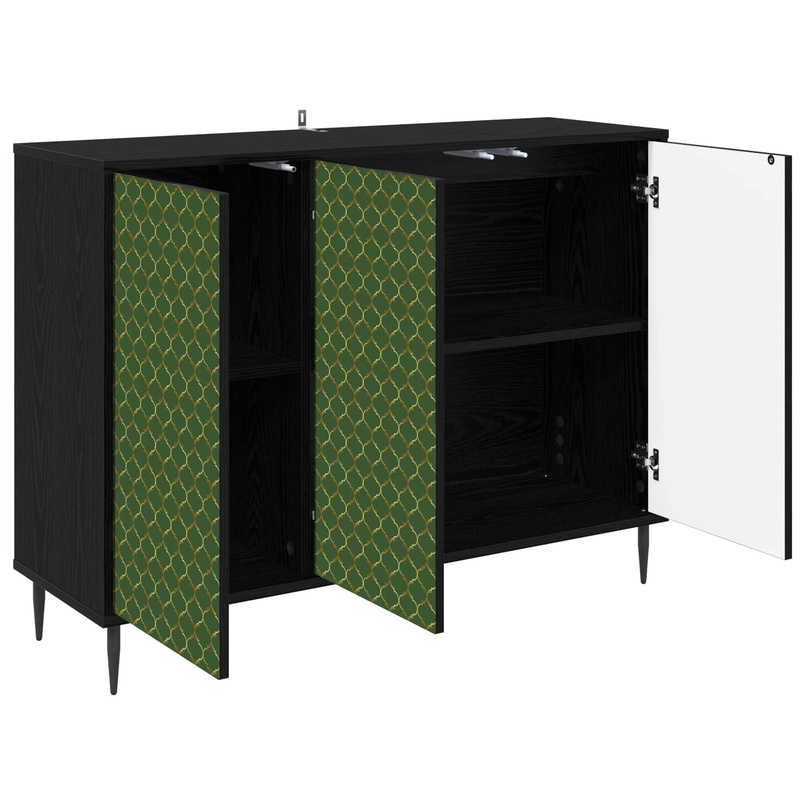 Dressoir GELEEN Zwart eiken 102 x 33 x 76 cm Bewerkt hout