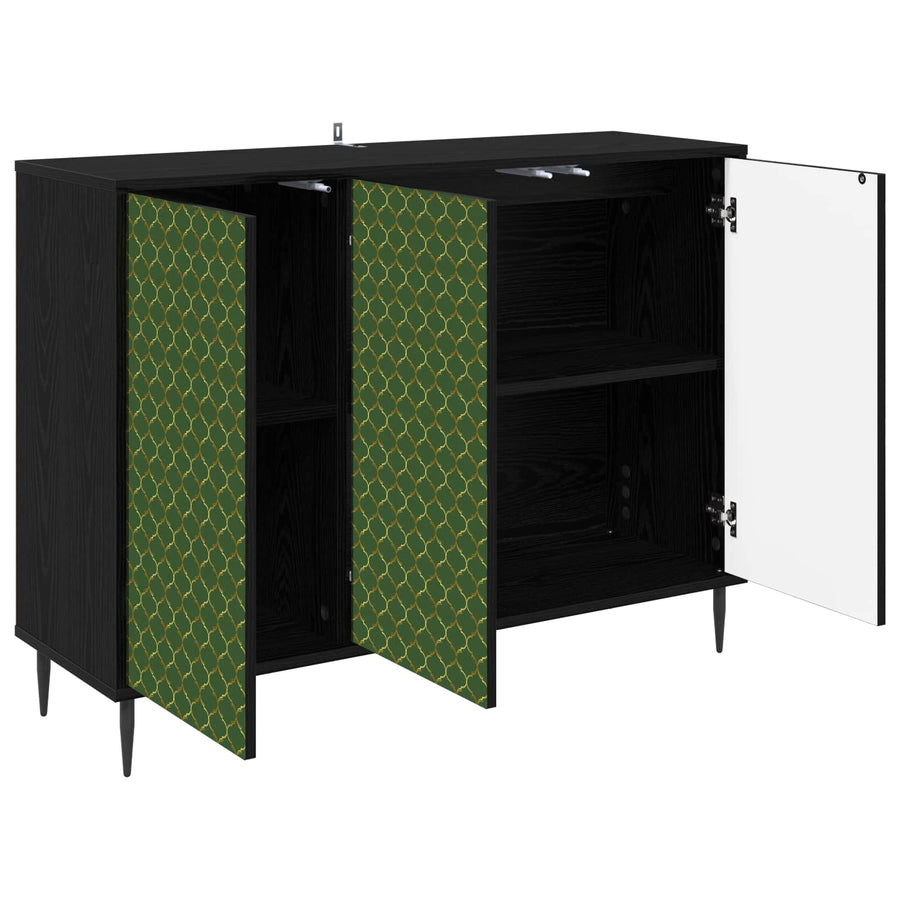 Dressoir GELEEN Zwart eiken 102 x 33 x 76 cm Bewerkt hout