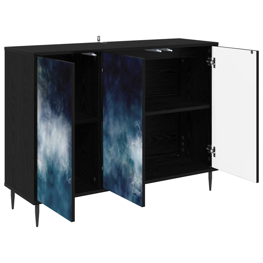 Dressoir RAALTE Zwart eiken 102 x 33 x 76 cm Bewerkt hout