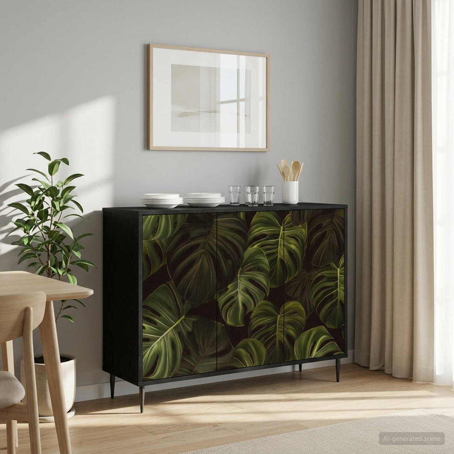 Dressoir ELBURG Zwart eiken 102 x 33 x 76 cm Bewerkt hout