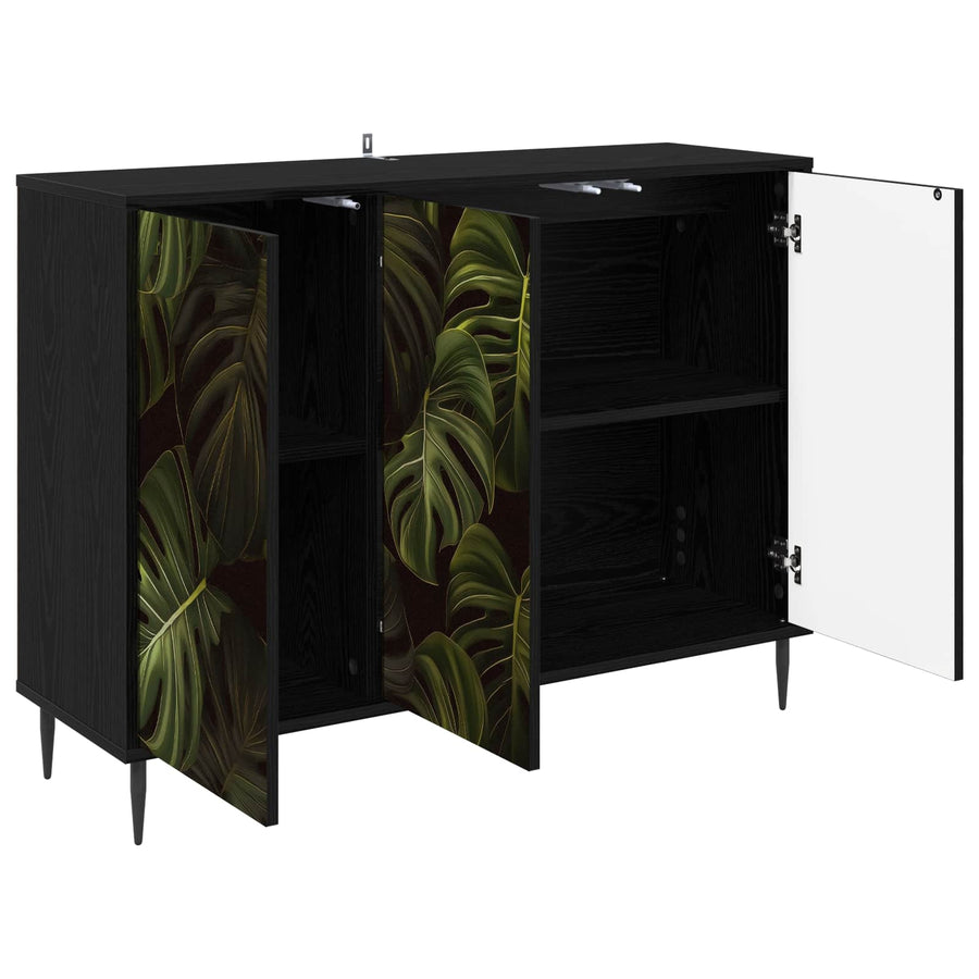 Dressoir ELBURG Zwart eiken 102 x 33 x 76 cm Bewerkt hout