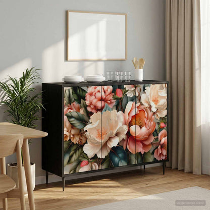 Dressoir BORNE Zwart eiken 102 x 33 x 76 cm Bewerkt hout