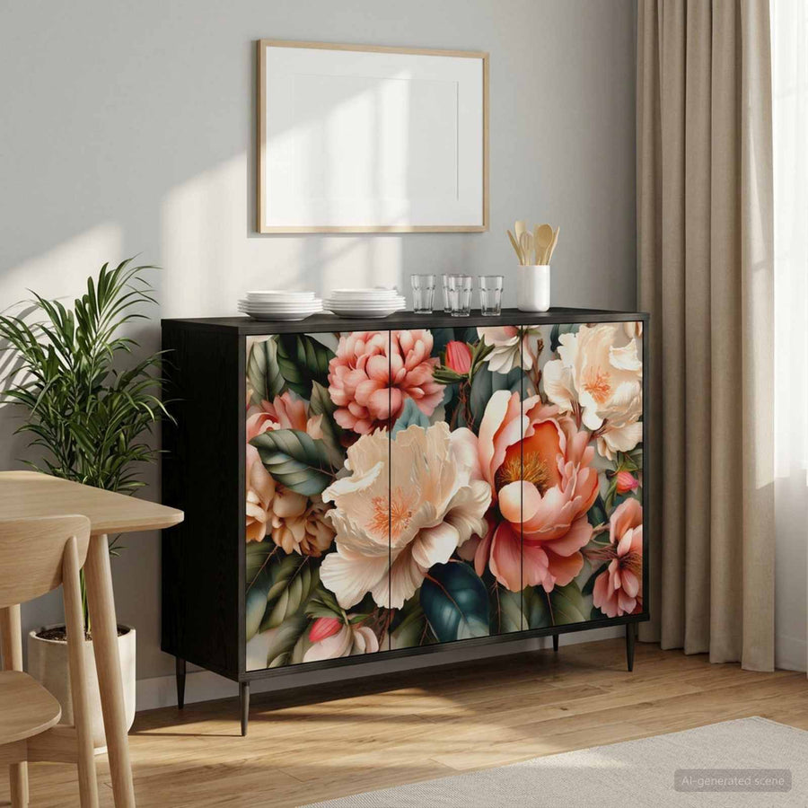 Dressoir BORNE Zwart eiken 102 x 33 x 76 cm Bewerkt hout
