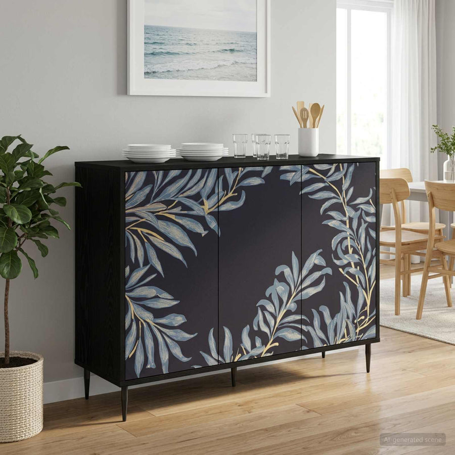 Dressoir DOKKUM Zwart eiken 102 x 33 x 76 cm Bewerkt hout