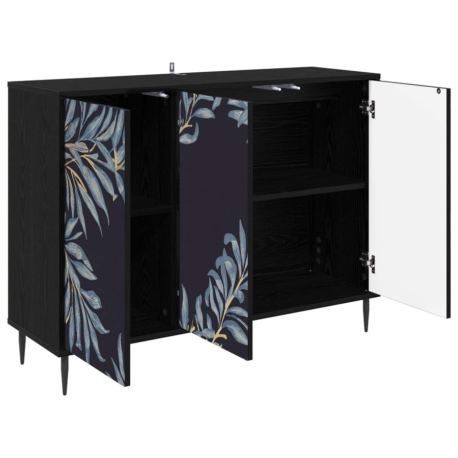 Dressoir DOKKUM Zwart eiken 102 x 33 x 76 cm Bewerkt hout