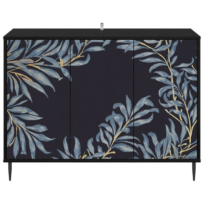 Dressoir DOKKUM Zwart eiken 102 x 33 x 76 cm Bewerkt hout