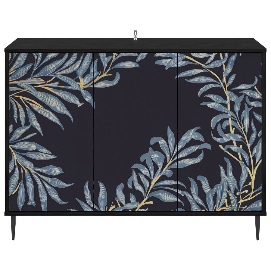 Dressoir DOKKUM Zwart eiken 102 x 33 x 76 cm Bewerkt hout