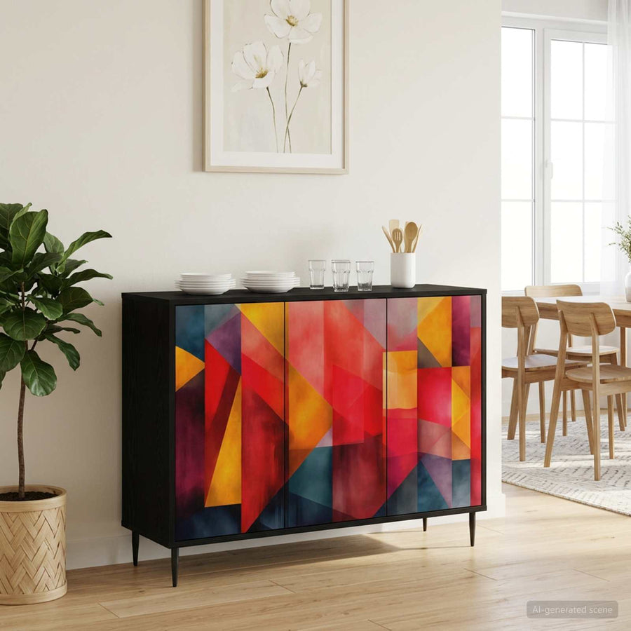 Dressoir HEESCH Zwart eiken 102 x 33 x 76 cm Bewerkt hout