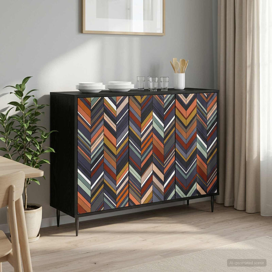 Dressoir OMMEN Zwart eiken 102 x 33 x 76 cm Bewerkt hout