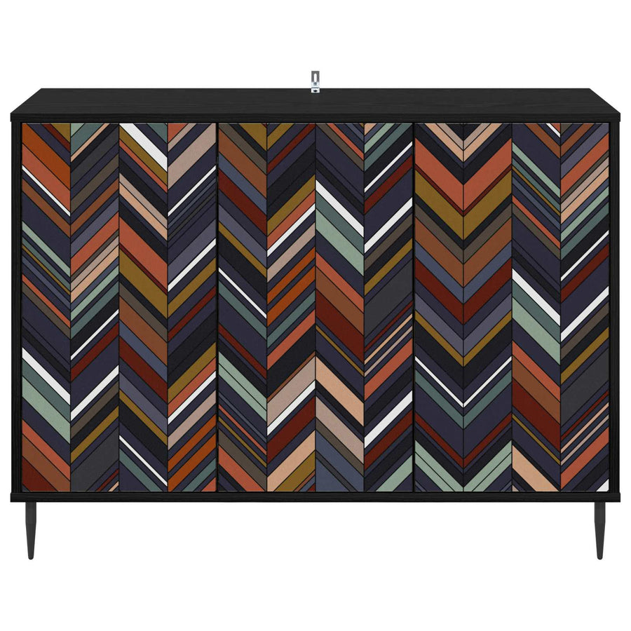 Dressoir OMMEN Zwart eiken 102 x 33 x 76 cm Bewerkt hout