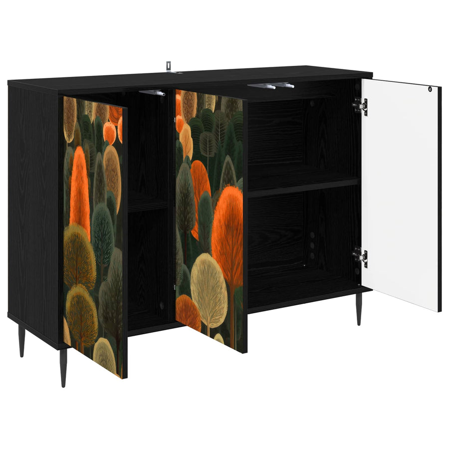 Dressoir ZAANDAM Zwart eiken 102 x 33 x 76 cm Bewerkt hout