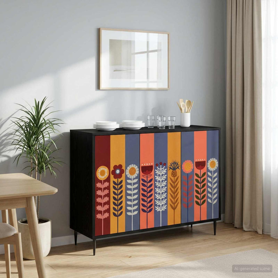 Dressoir ESSEN Zwart eiken 102 x 33 x 76 cm Bewerkt hout