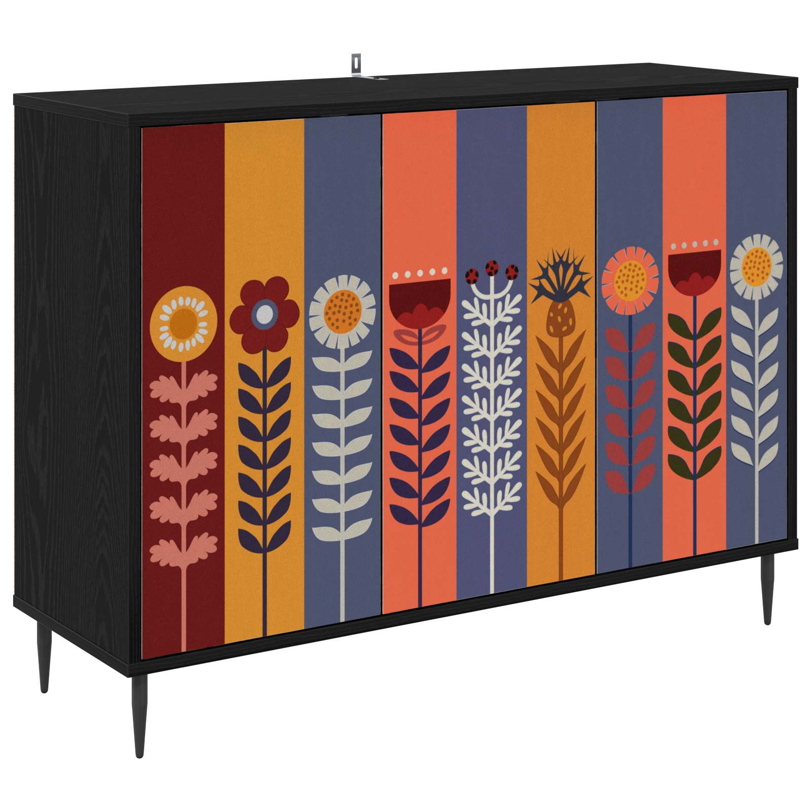 Dressoir ESSEN Zwart eiken 102 x 33 x 76 cm Bewerkt hout