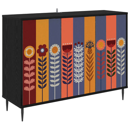 Dressoir ESSEN Zwart eiken 102 x 33 x 76 cm Bewerkt hout