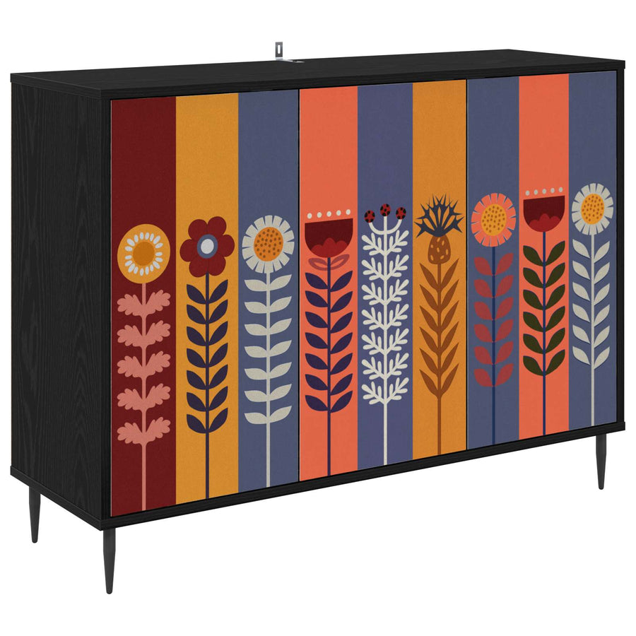 Dressoir ESSEN Zwart eiken 102 x 33 x 76 cm Bewerkt hout