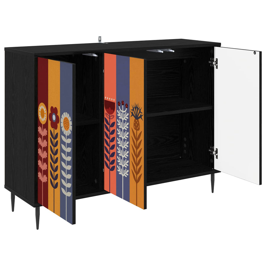 Dressoir ESSEN Zwart eiken 102 x 33 x 76 cm Bewerkt hout
